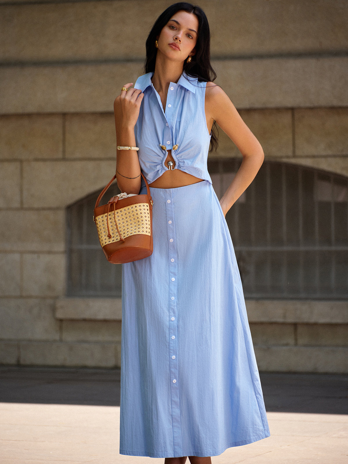 Metal Decor Cutout Dress