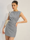 Striped Ruched Mini Dress