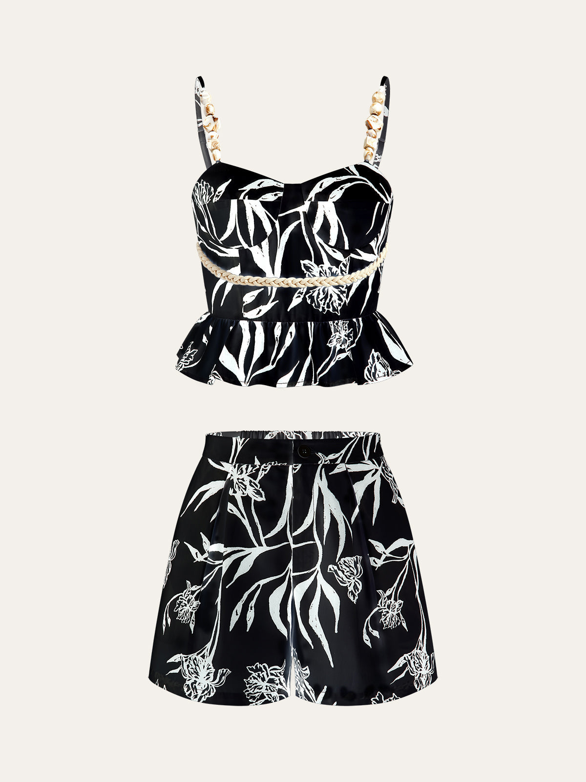 Ensemble haut péplum à imprimé floral et short 