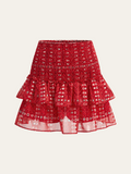 Boho-Minirock mit bedrucktem Smock und Stufen