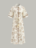 Printed Shirt Dress with Rope Tie Belt