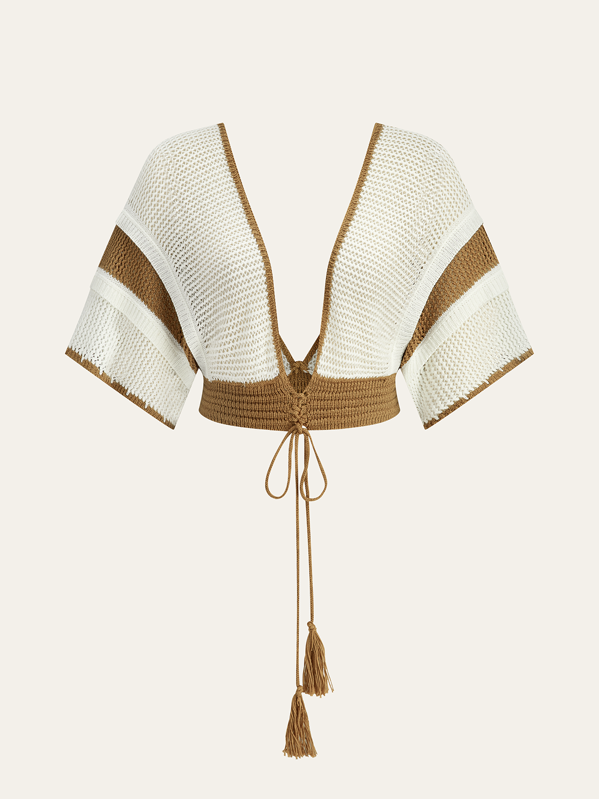 Ensemble jupe et jupe à rayures crochetées avec ceinture à pompons 