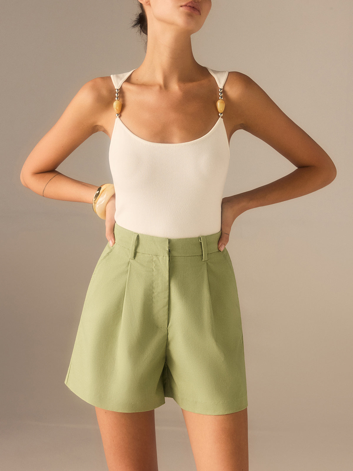 Shorts à poches en lin et coton