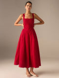 Baumwoll-Maxikleid mit Schnürung am Rücken