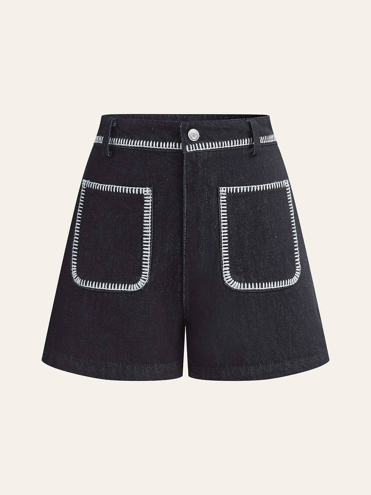 Denim-Shorts mit Kontrastbesatz 