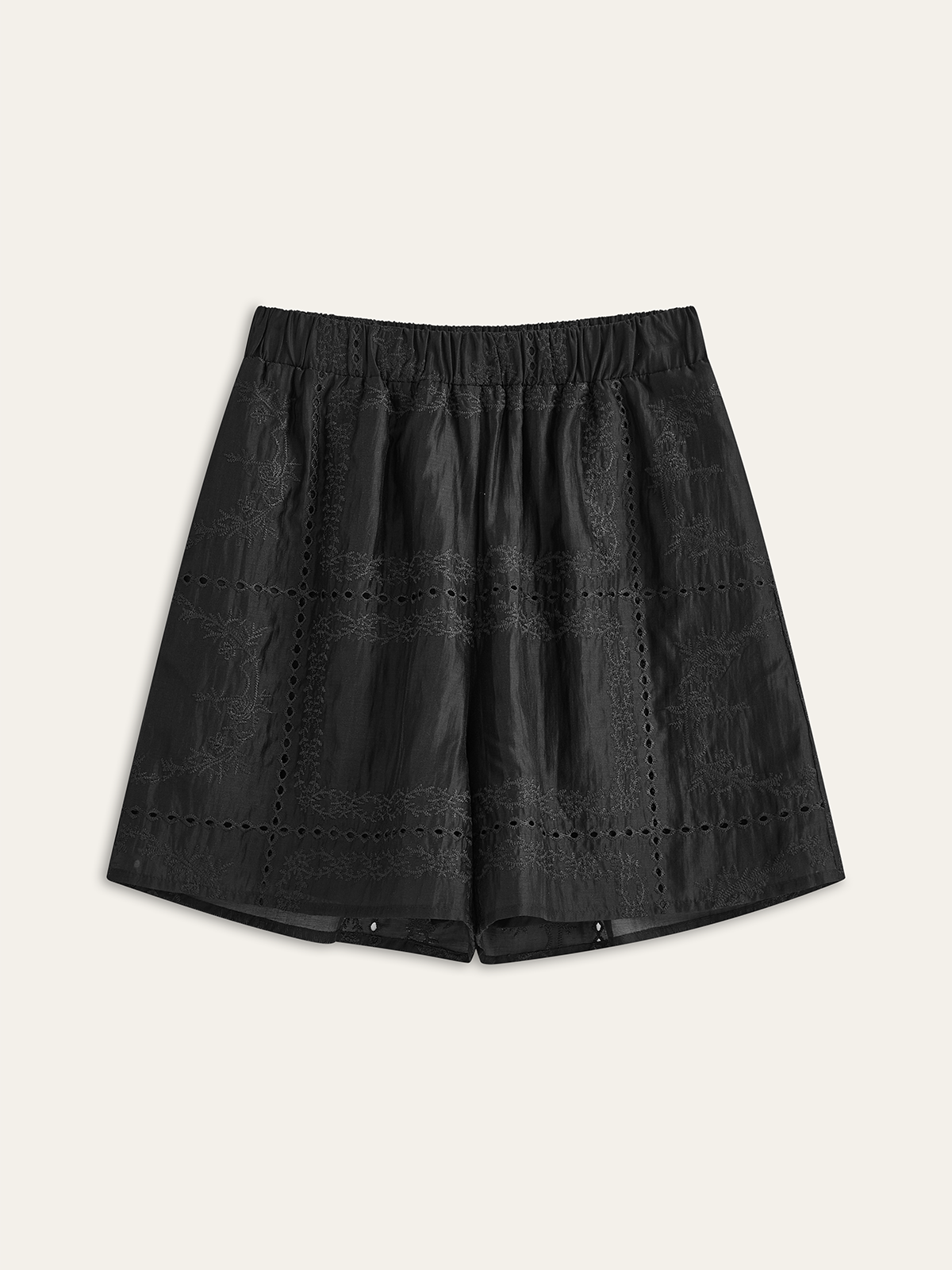 Embroidery Detail Long Sleeve Shorts Set