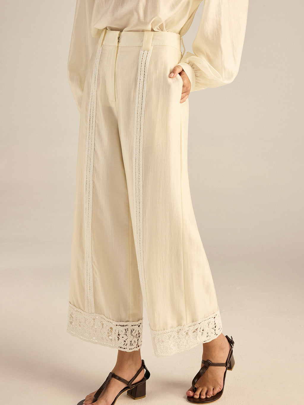Pantalon large en crochet Tencel