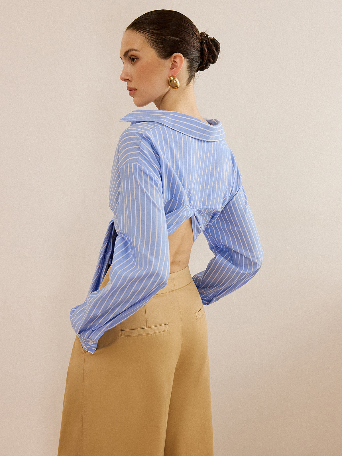 Chemise rayée oversize à nœud 