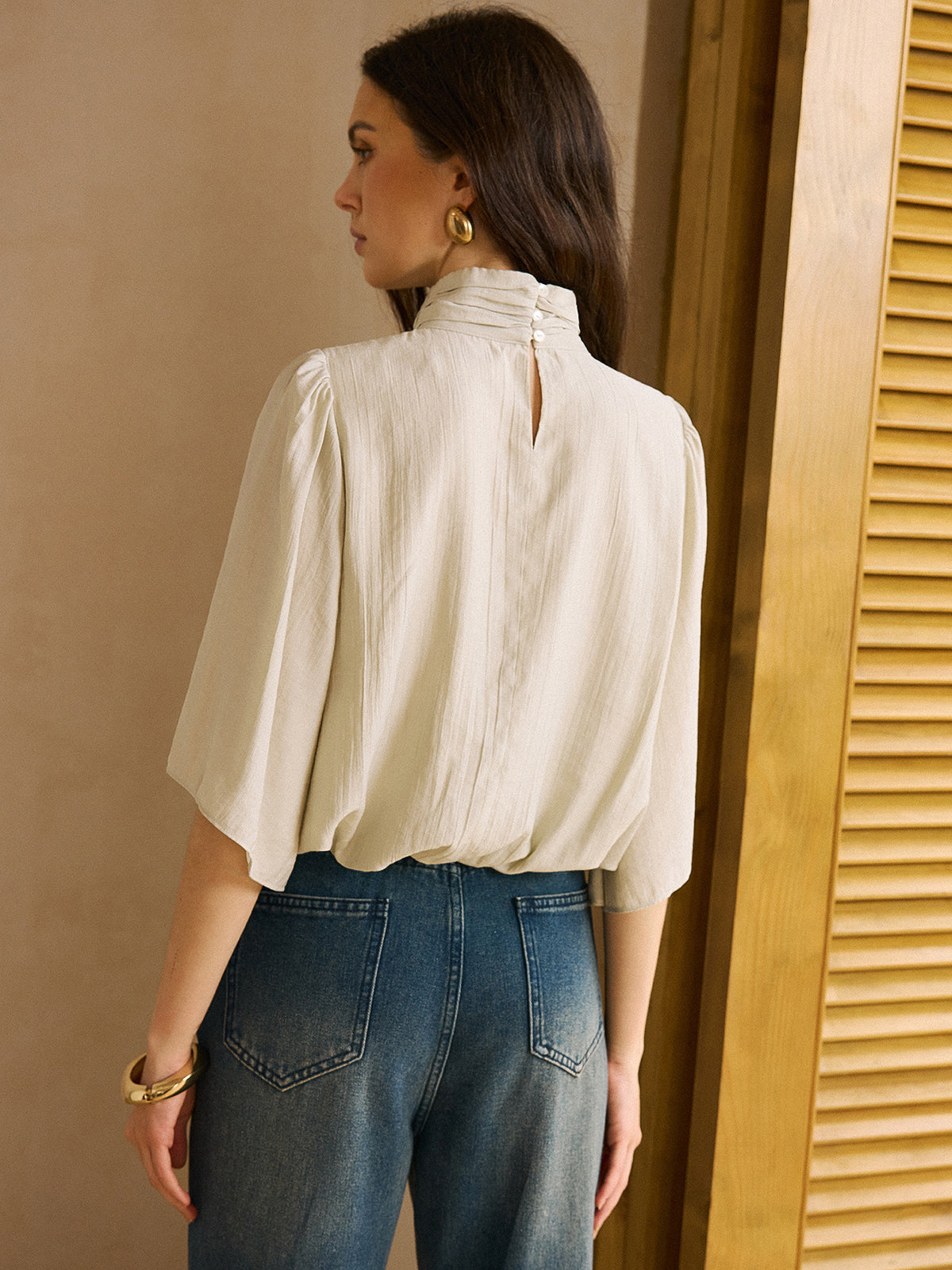 Chemise à manches courtes et ourlet élastique