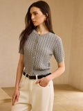 Cardigan à manches courtes en tricot torsadé