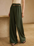 Pantalon à carreaux taille haute vintage avec ceinture