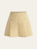 Short avec boutons apparents et jambes larges, taille haute