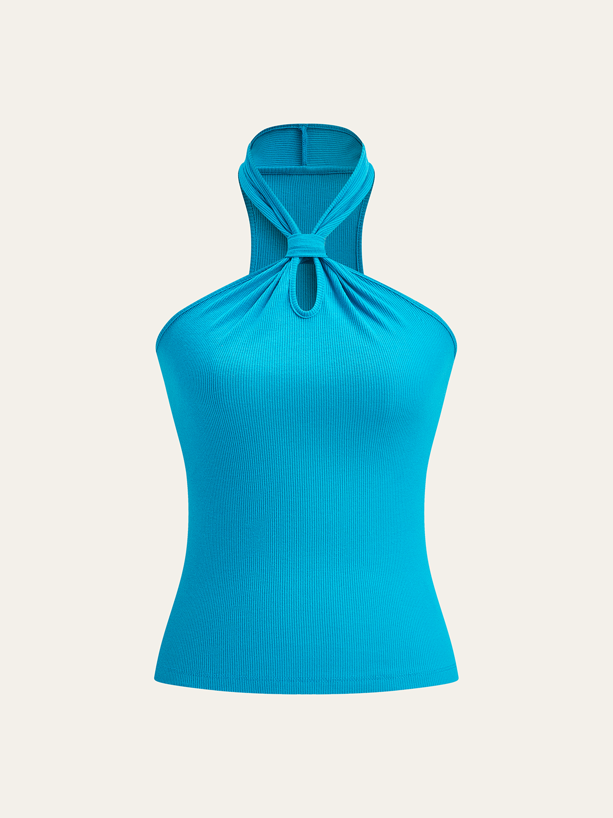 Geripptes Neckholder-Knoten-Top