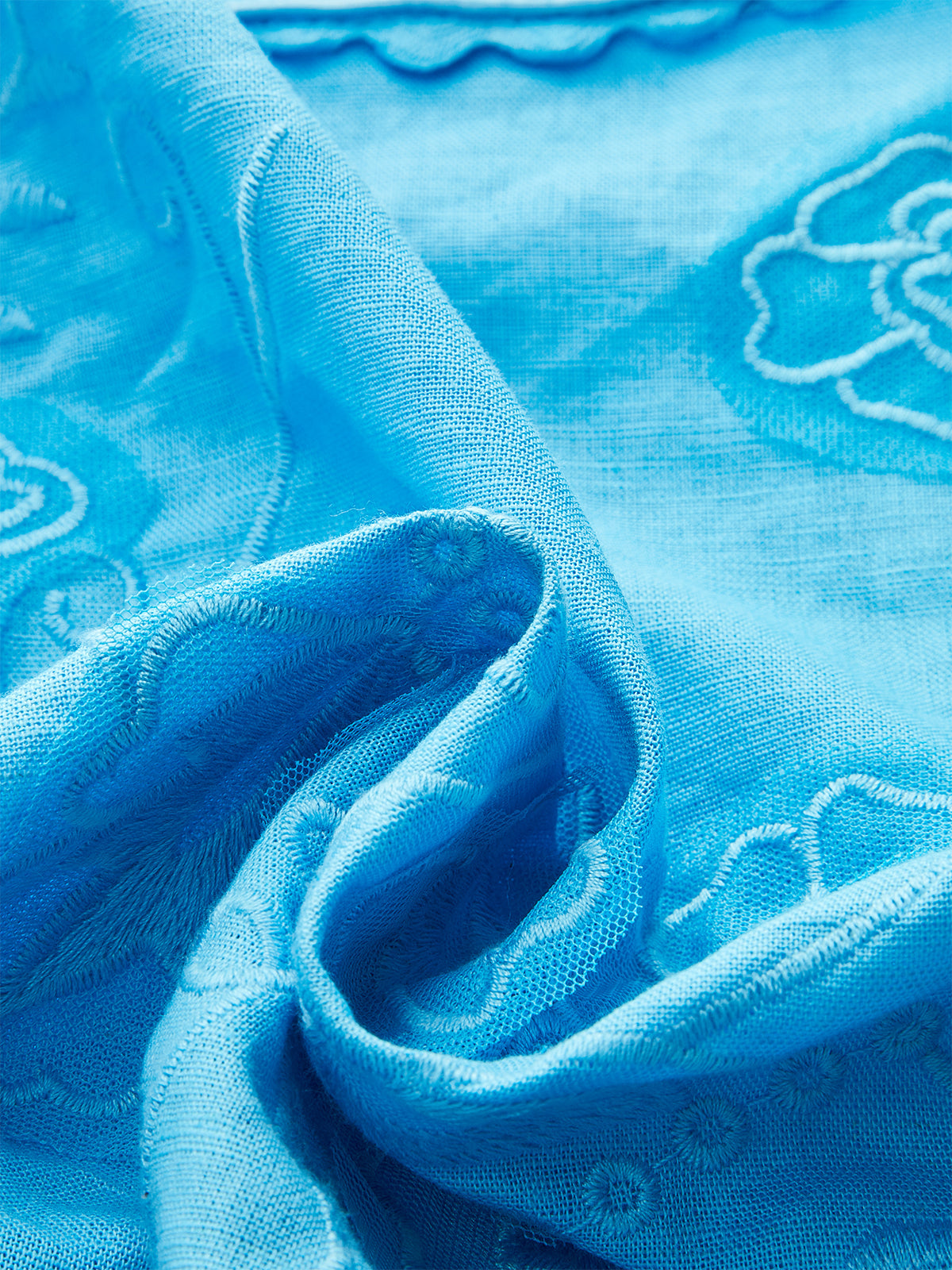 Tie-detail Floral Embroidery Top