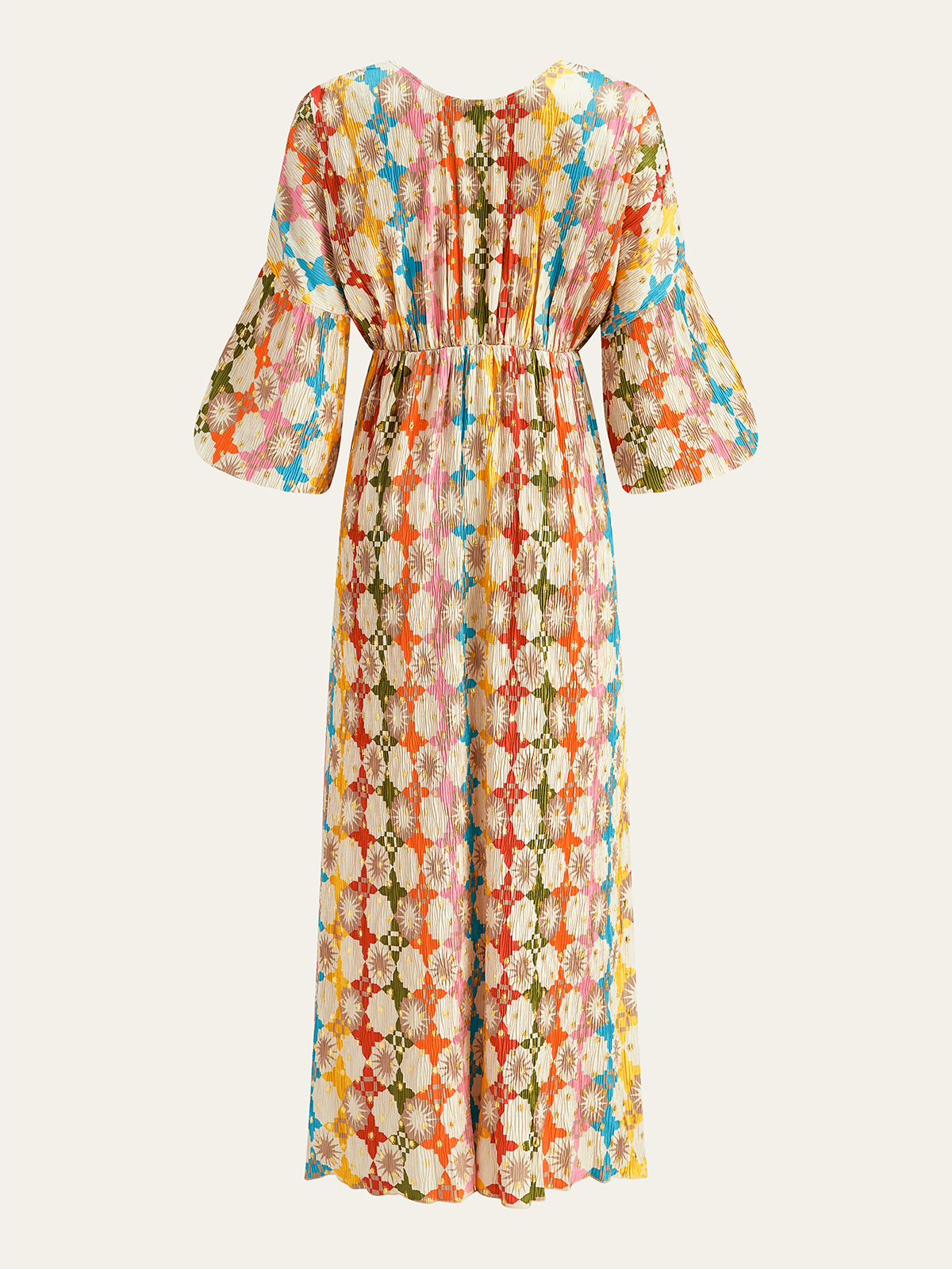 Robe à imprimé jacquard et col en V