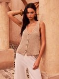 Gilet en tricot boutonné à col en V