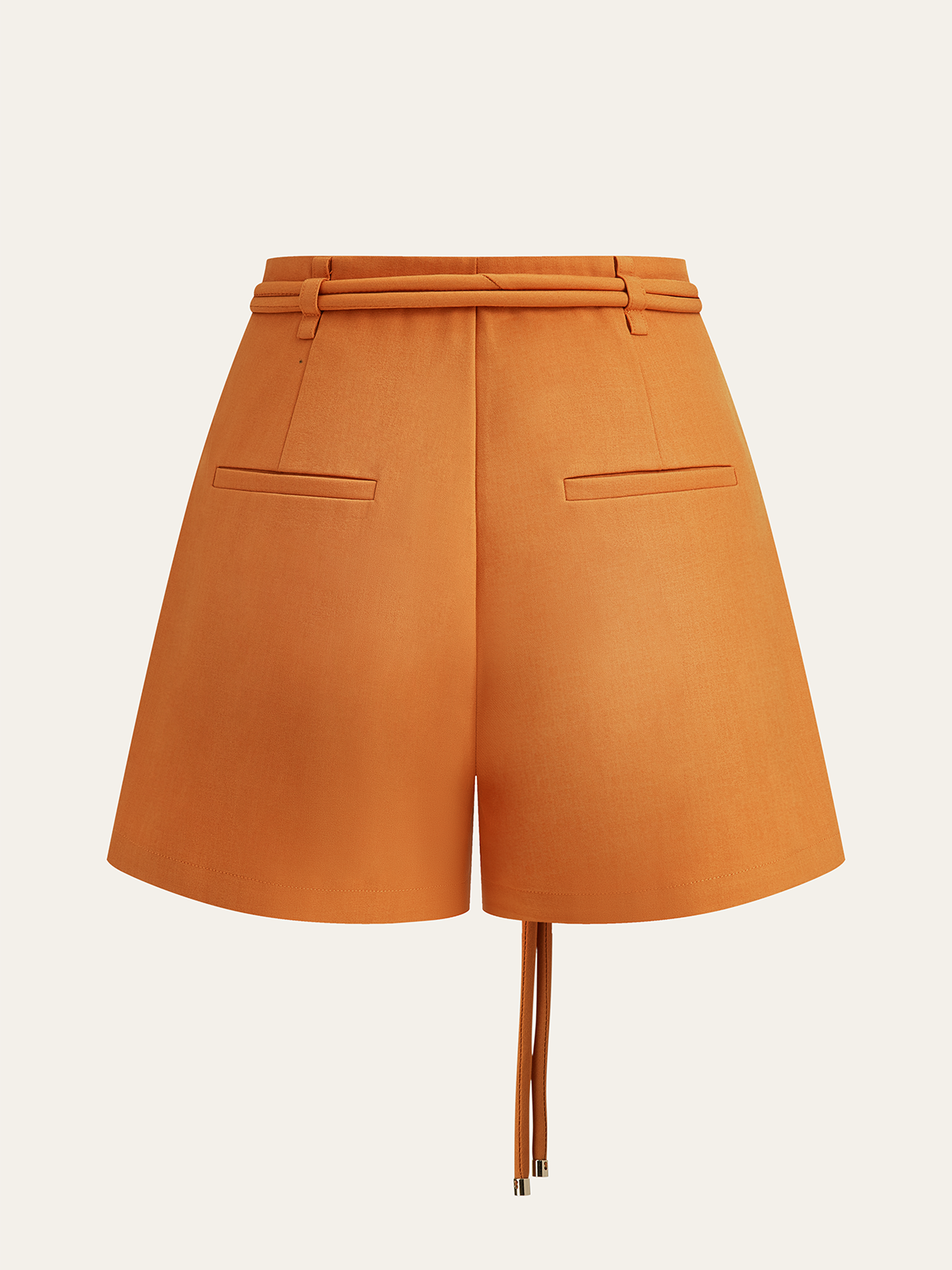 Belted Mid-Waisted Pleated Shorts