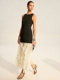 2 in 1 Semi-Sheer Ruffled Hem Maxi Dress