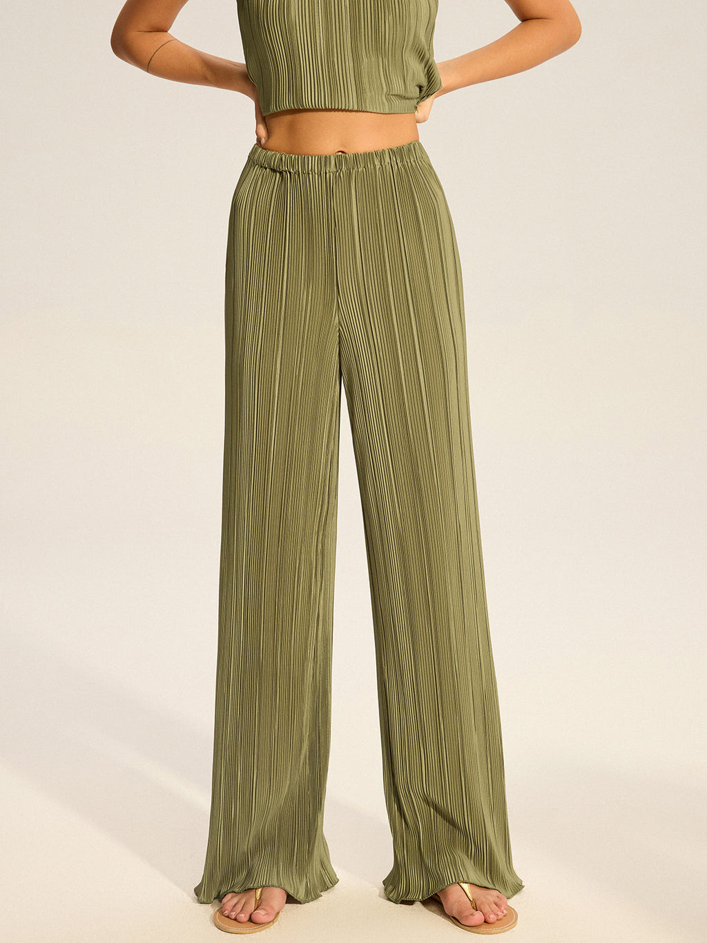 Ensemble haut plissé et pantalon large