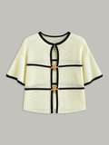 Kontrastbesatz-Stricktop mit Seestern-Knopf