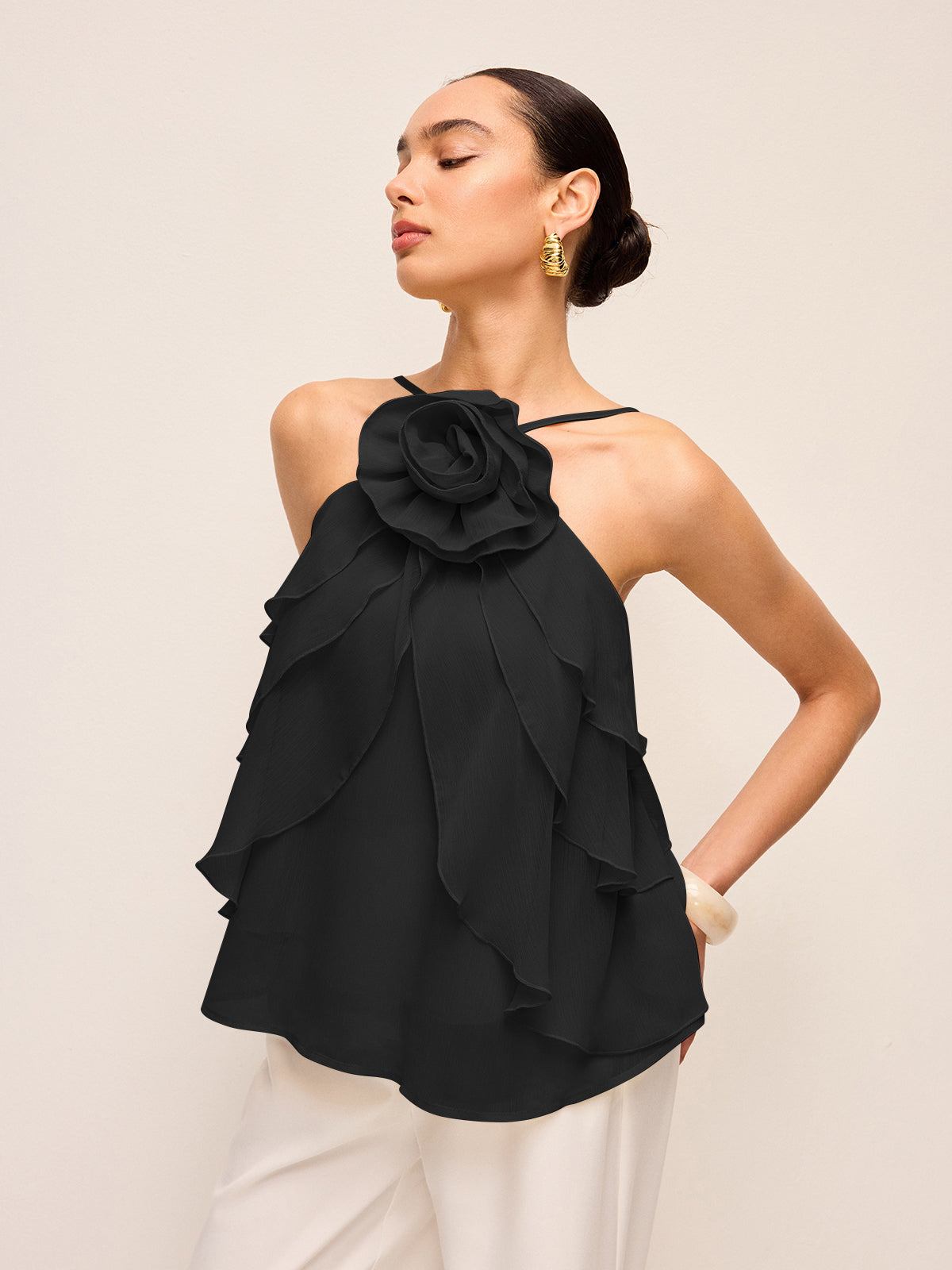 Floral Ruffle Halter Top