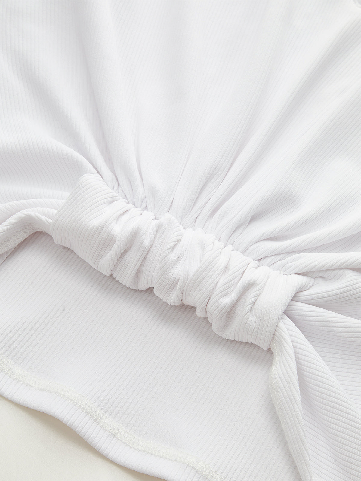 Ribbed V-Neck Knotted Crop Top