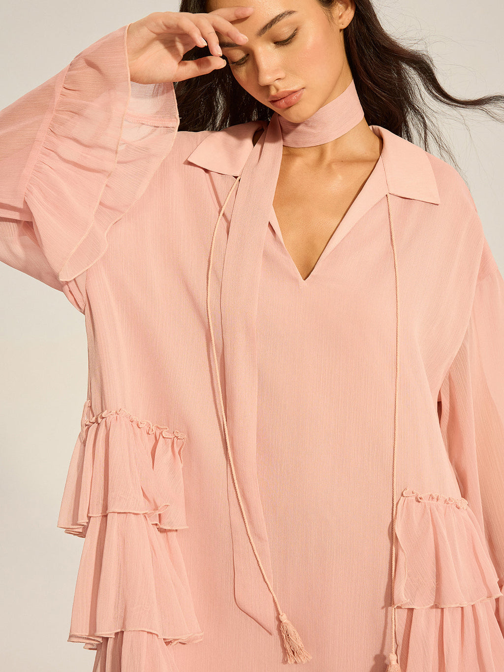 Chiffon-Mini-Rüschenkleid