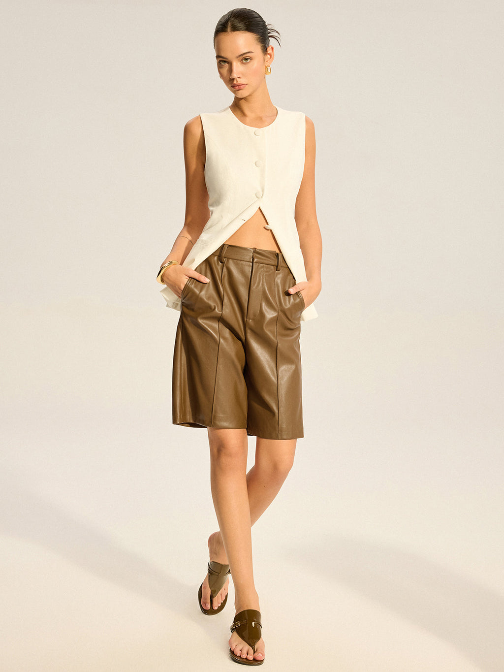 Bermudashorts aus PU-Leder