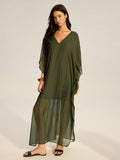 Sheer Chiffon V-Neck Maxi Dress