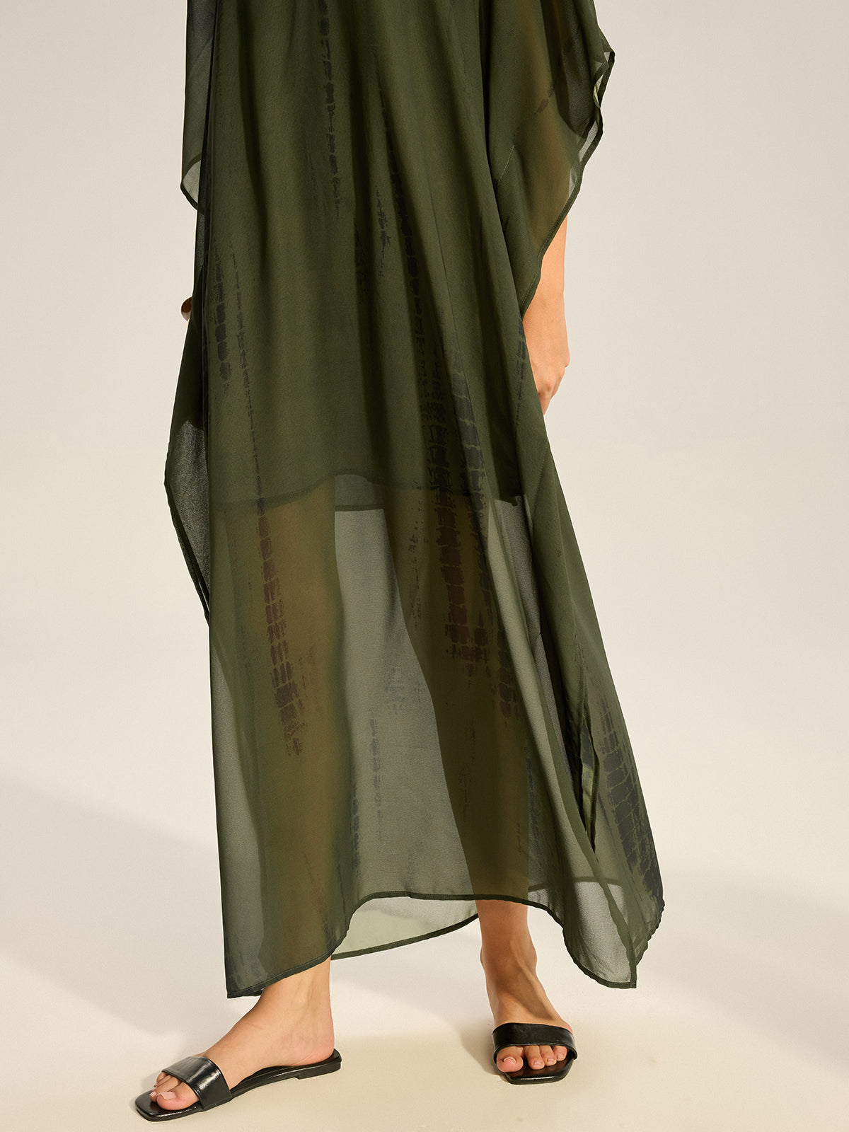 Sheer Chiffon V-Neck Maxi Dress