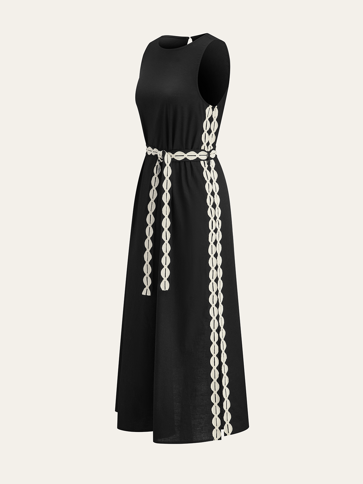 Maxikleid mit Kontrastbesatz