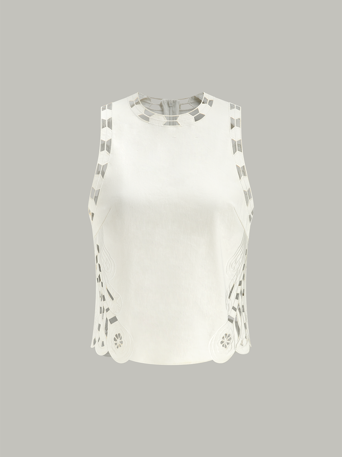 Embroidery Cut-Out Semi-Sheer Top