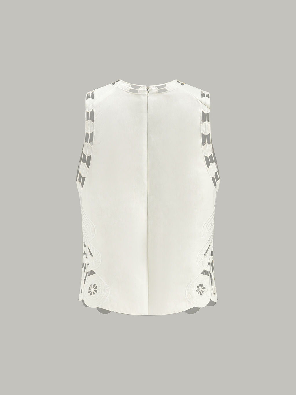Besticktes Cut-Out Semi-Sheer Top