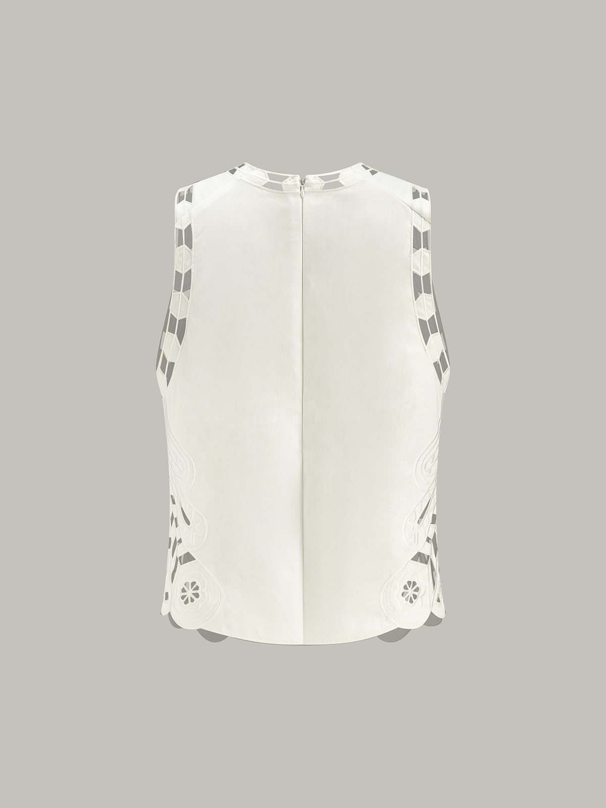 Besticktes Cut-Out Semi-Sheer Top