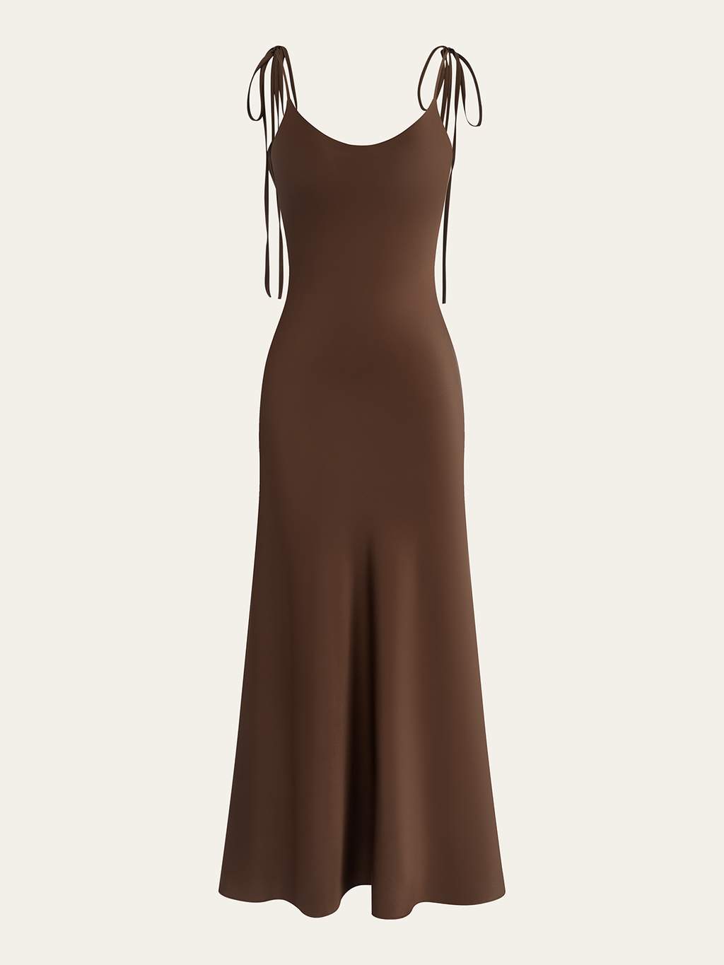 Satiniertes Maxi-Trägerkleid mit rückseitiger Schleife