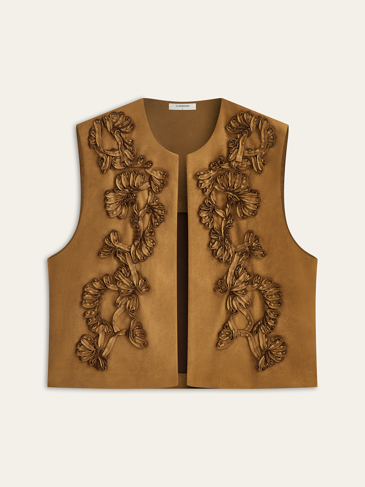 Gilet en daim à application florale 