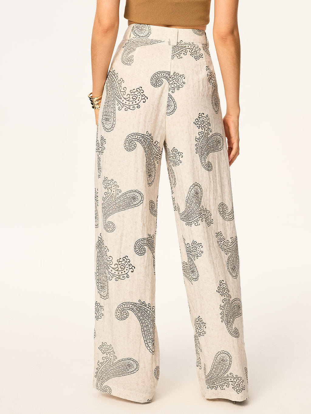 Boho-Print Hose mit weitem Bein ohne Gürtel