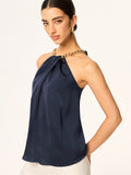 Neckholder-Top mit Metallketten-Ausschnitt