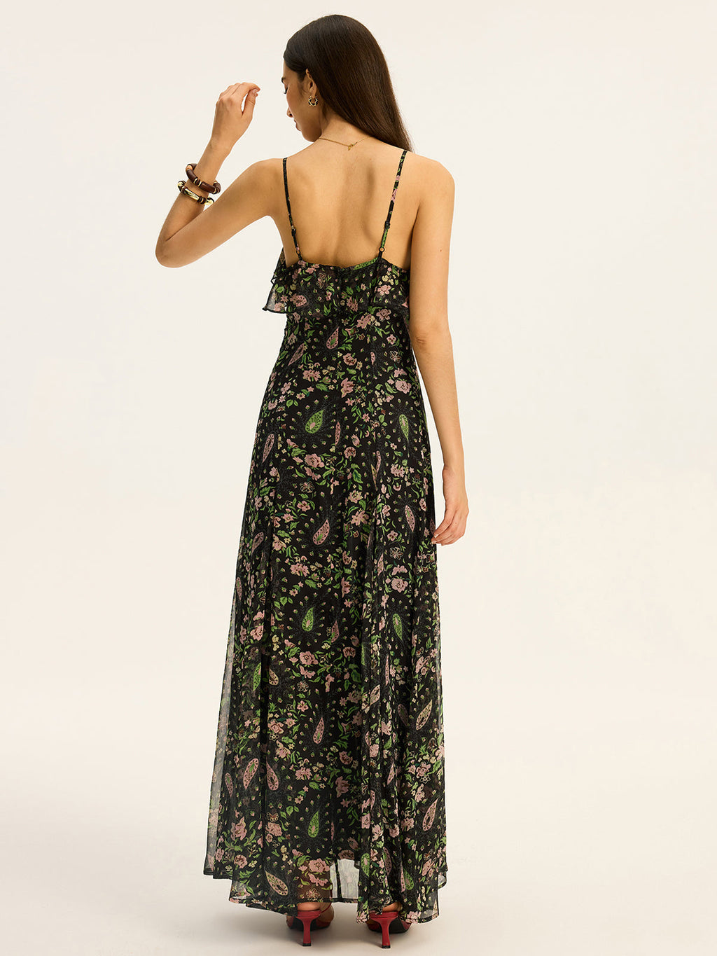 Geblümtes Chiffon-Maxikleid