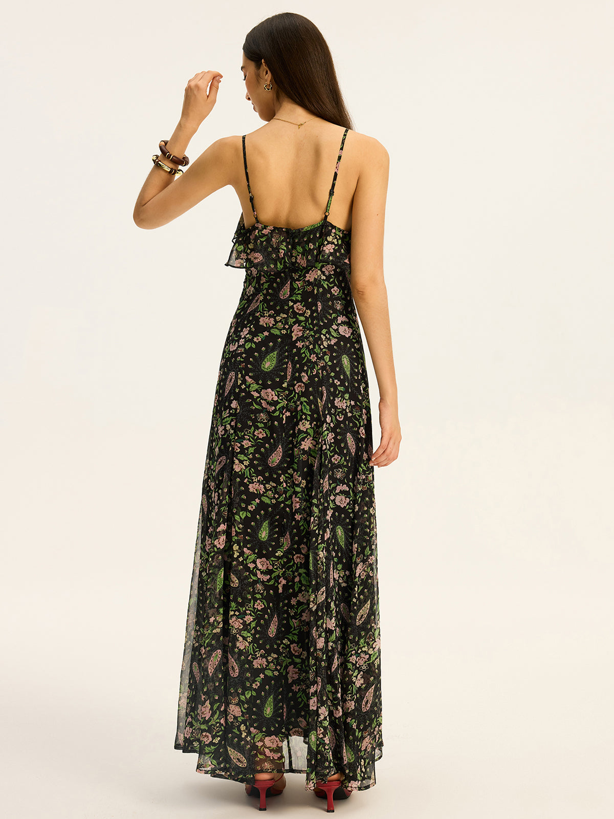 Geblümtes Chiffon-Maxikleid