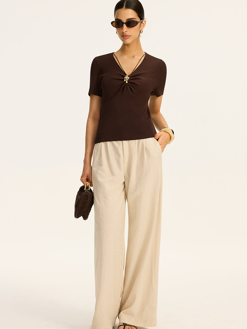 Metall-Detail Rippstrick-Top