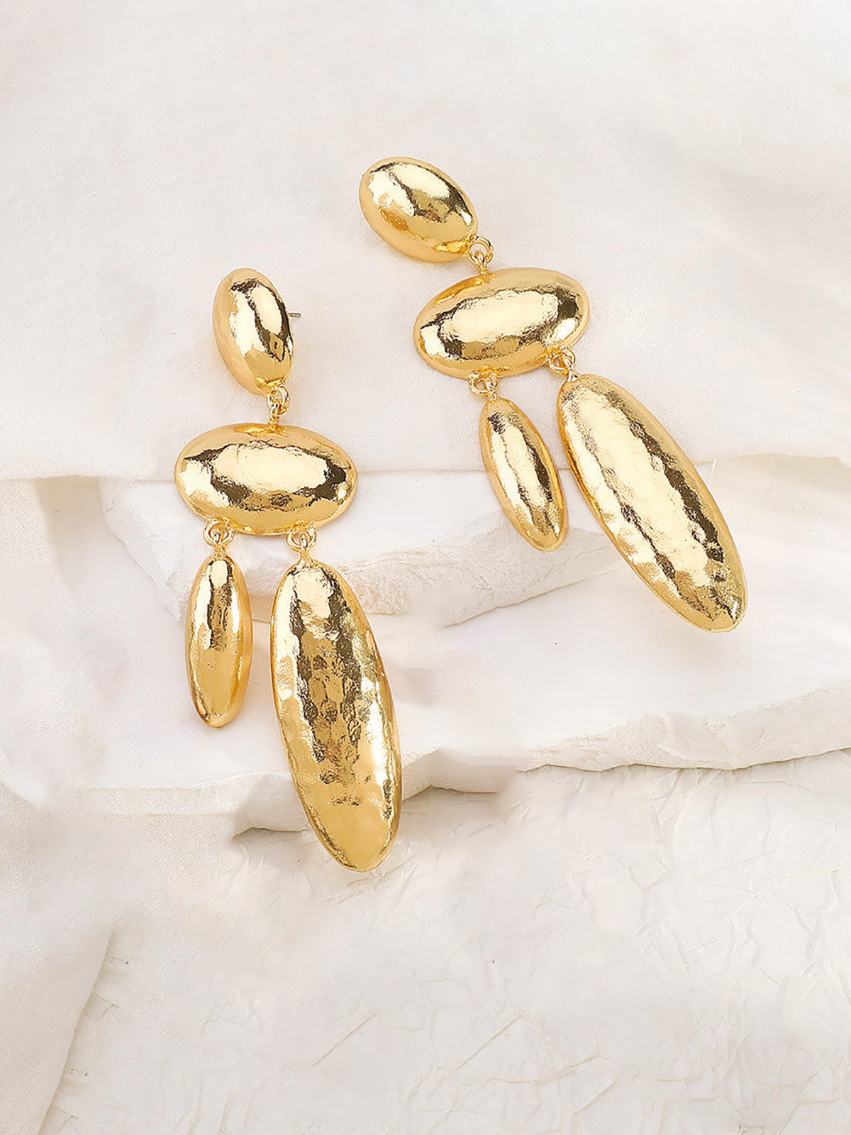 Boucles d'oreilles pendantes géométriques longues en alliage 