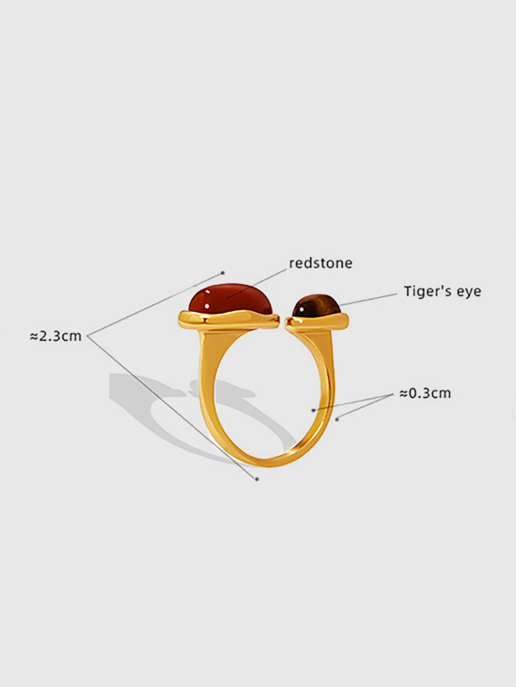 Red Jasper and Tiger Eye Open-Band Ring