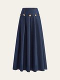 Metal Detail Pleated Maxi Skirt