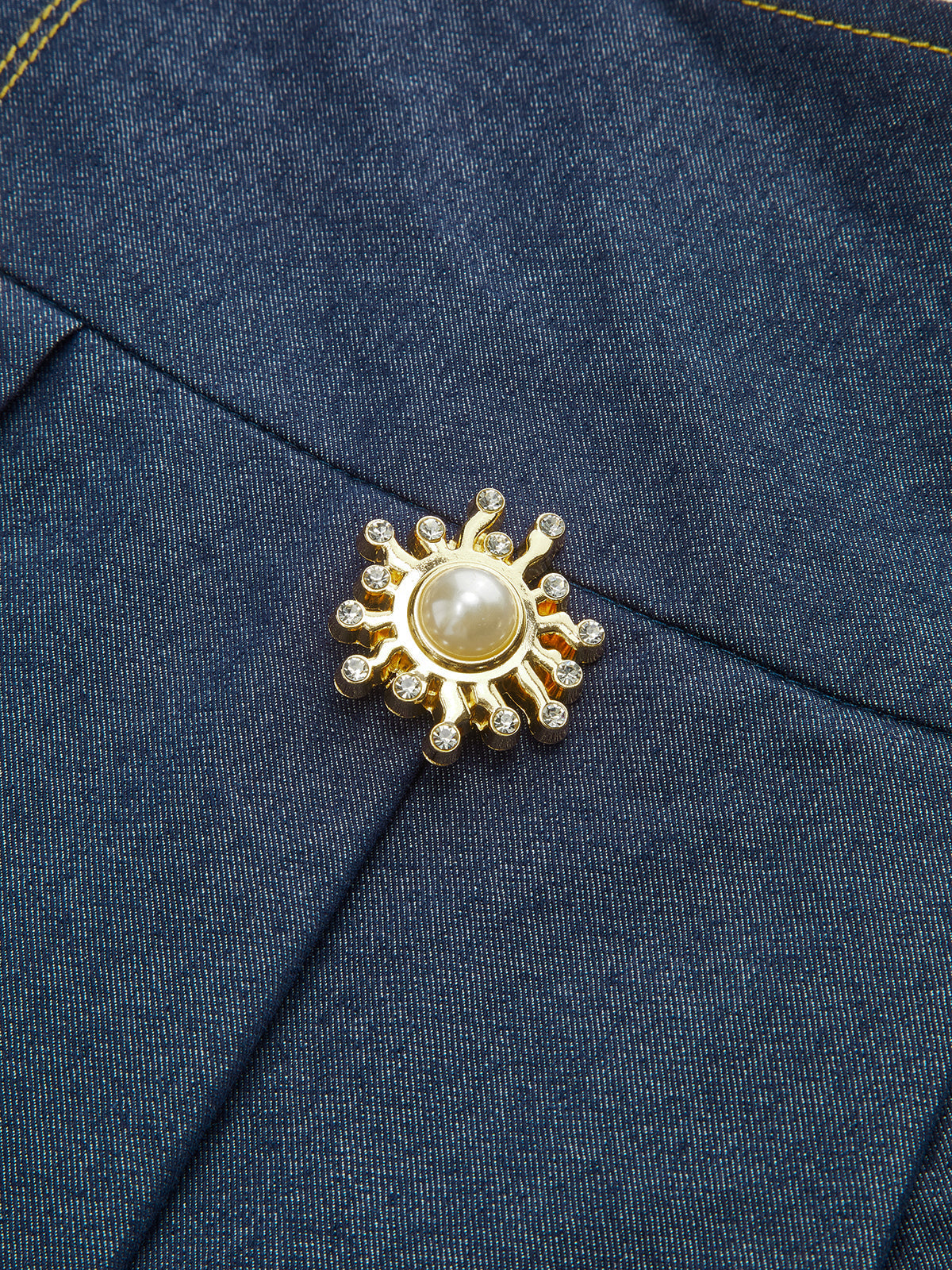 Metal Detail Pleated Maxi Skirt