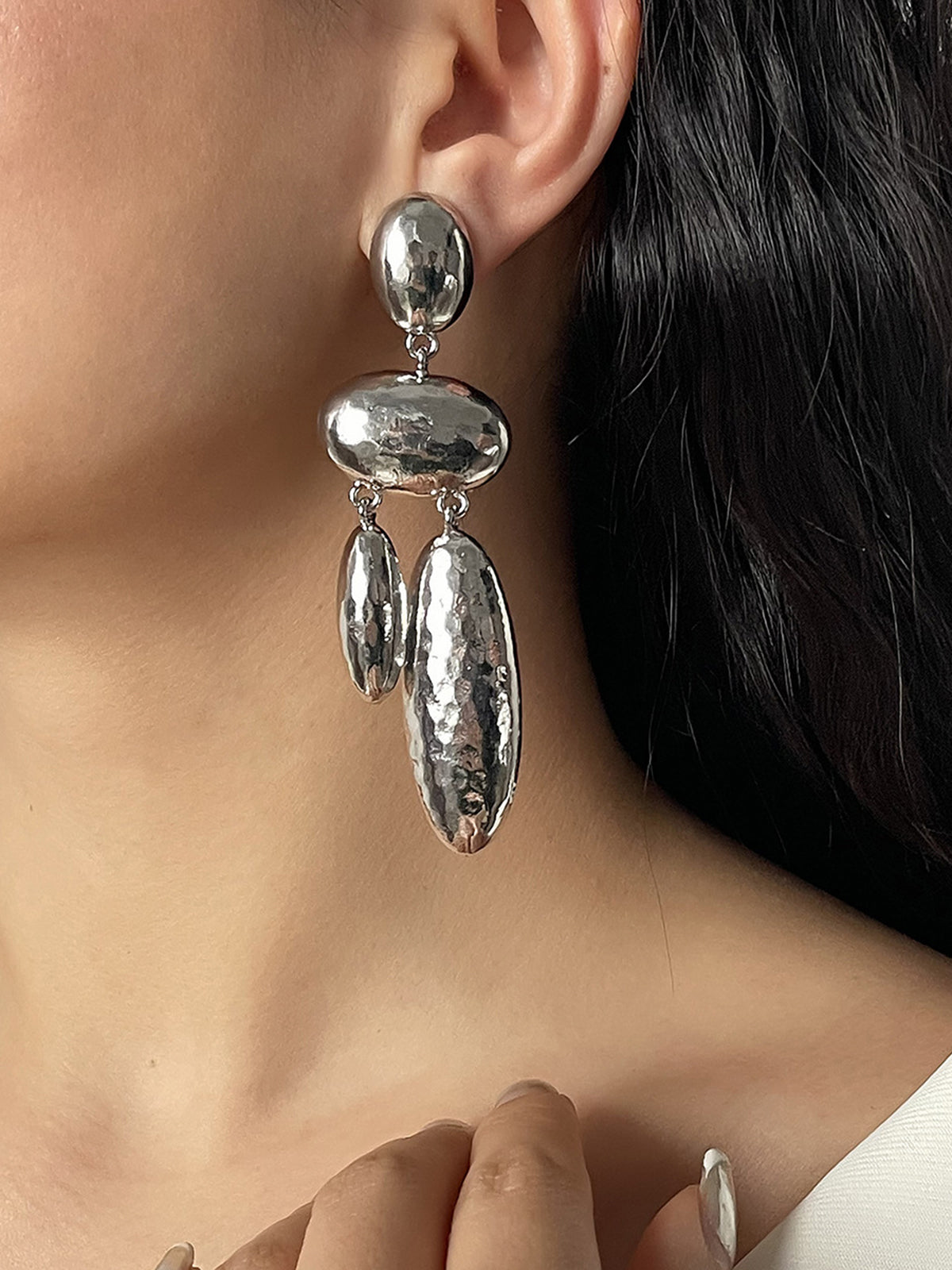 Boucles d'oreilles pendantes géométriques longues en alliage 