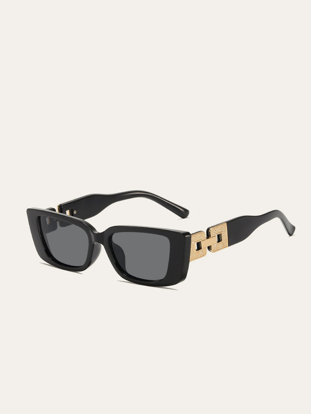 Rechteckige Sonnenbrille mit dekorativen Goldgelenken