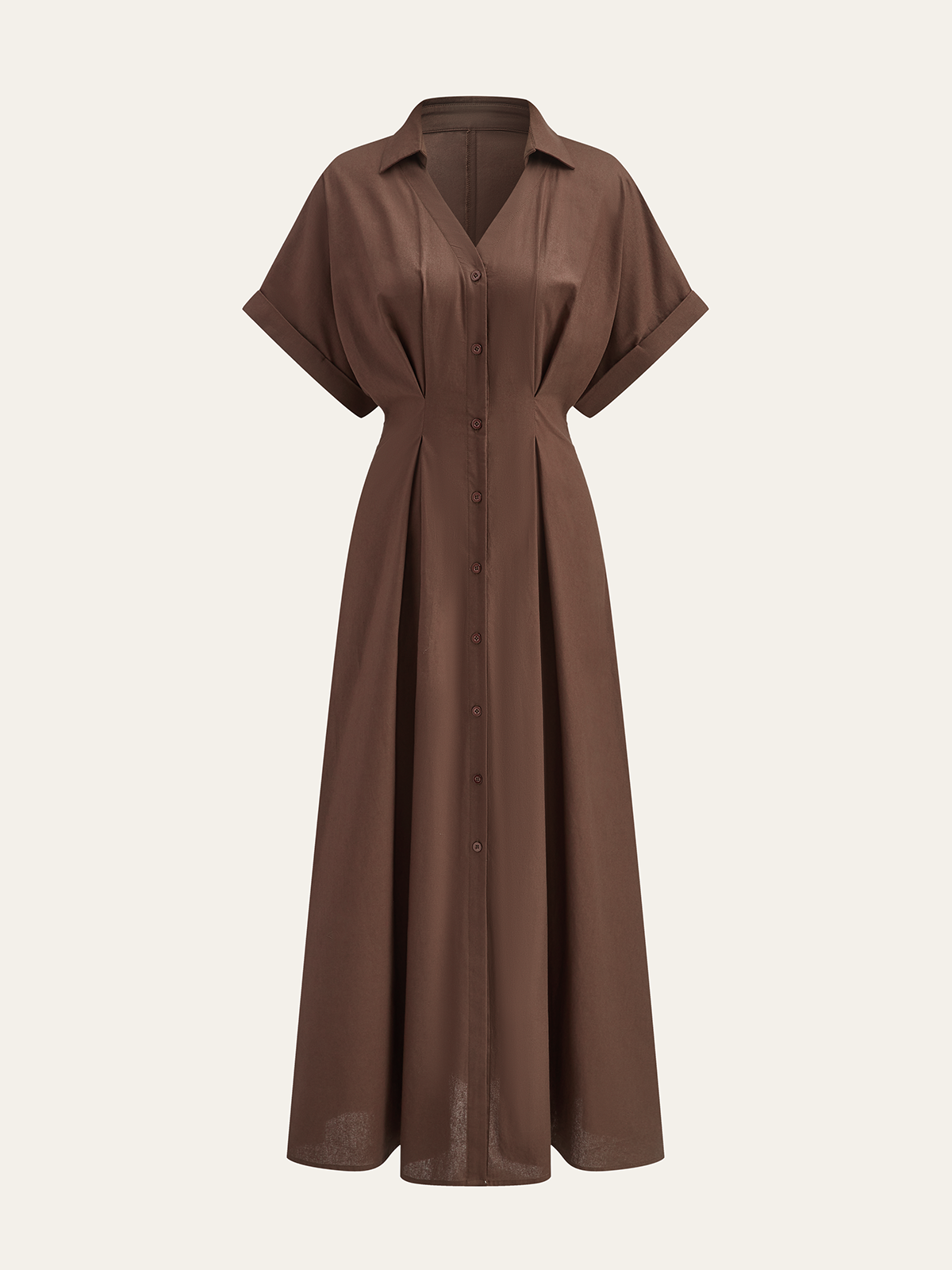 Robe chemise plissée boutonnée sur le devant