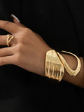 Ensemble bague et bracelet jonc asymétriques en or