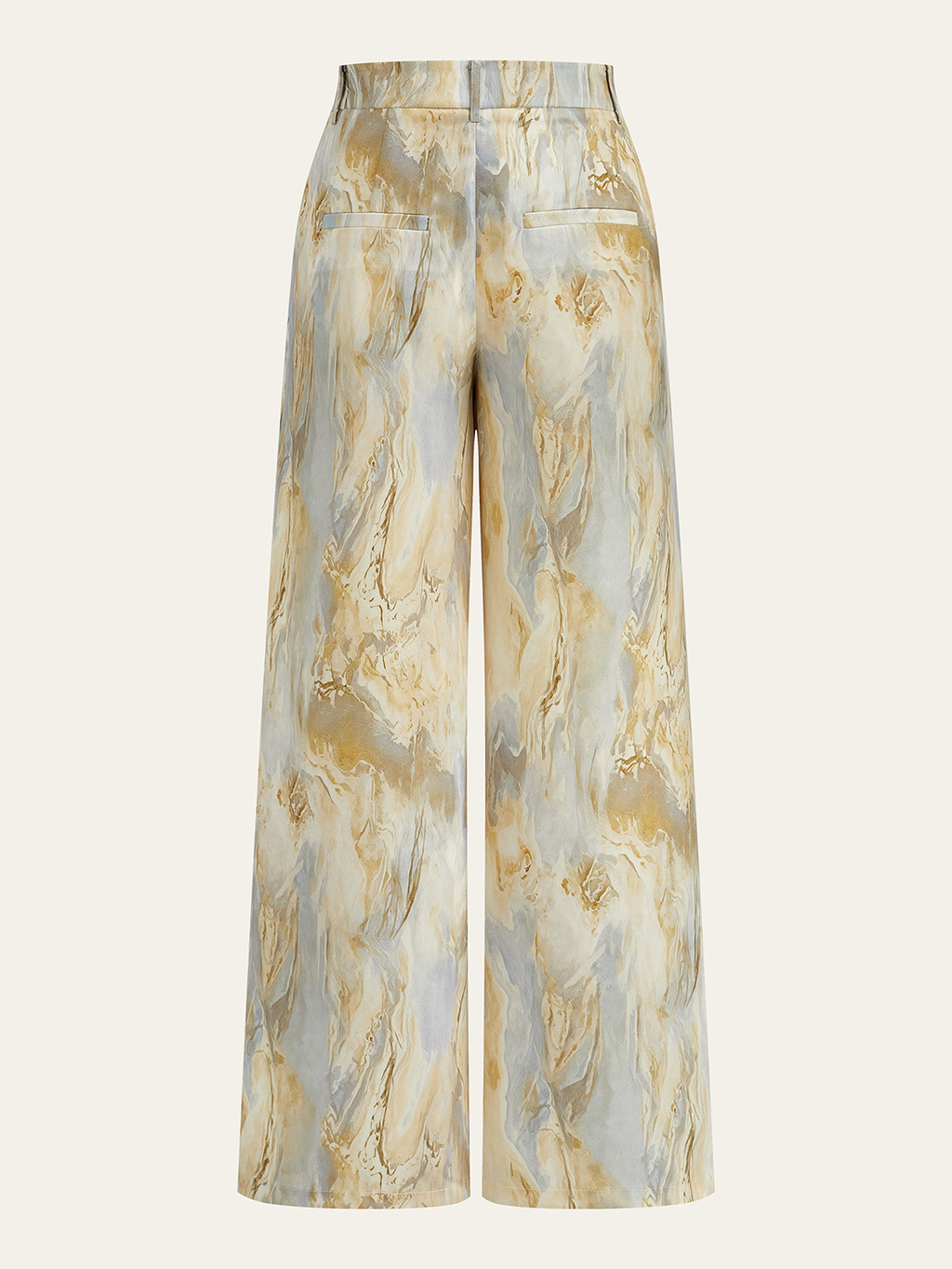 Pantalon Droit Semi-Transparent à Imprimé Marbré